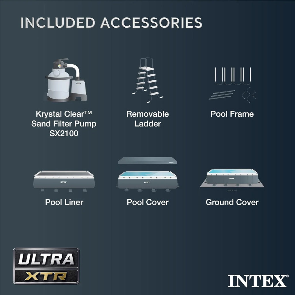 Intex 18Ft x 52In Ultra XTR Rectangular Frame Swimming Pool Kit with Canopy