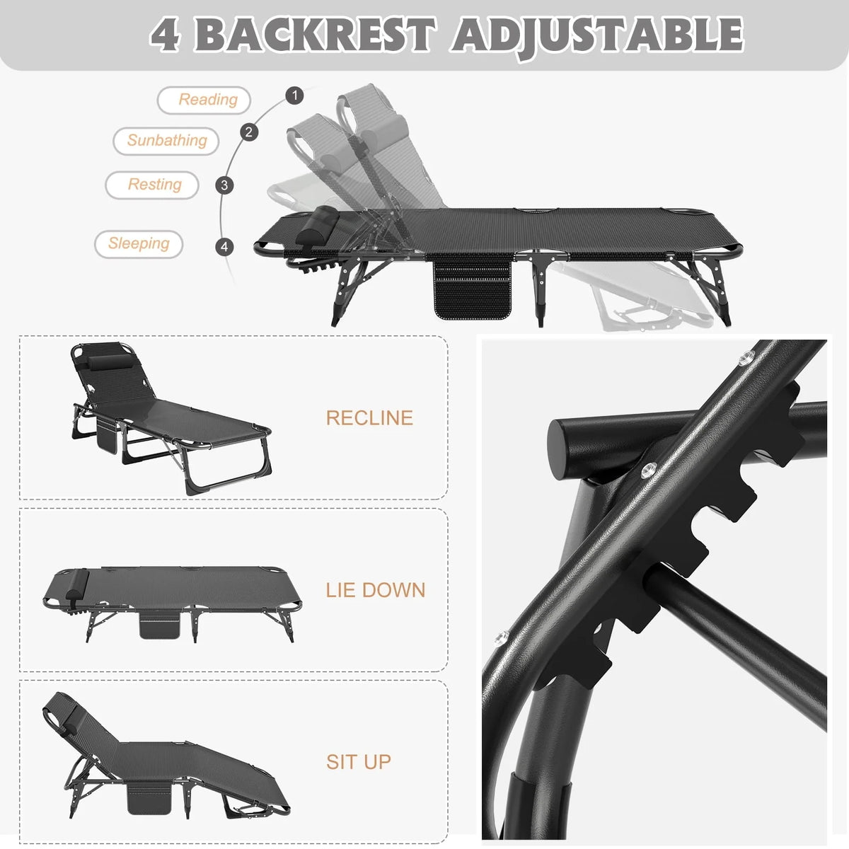 MOPHOTO Portable Beds Frame with Mattress, Folding Camping Cot, Folding Home Guest Beds, Foldaway Rest Cots for Adults Kids, Office Nap Cot, Hideaway Cots