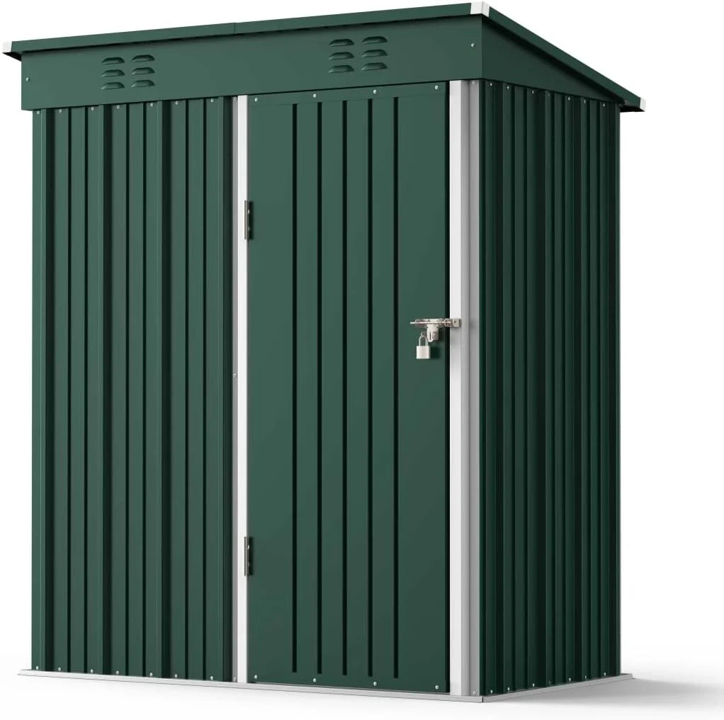 5'x3' Outdoor Storage Shed, Lofka Metal Storage Tool Shed with Single Lockable Door, for Bike| Garden Tools| Patio, Grey