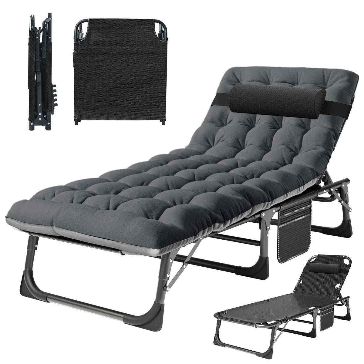 MOPHOTO Portable Beds Frame with Mattress, Folding Camping Cot, Folding Home Guest Beds, Foldaway Rest Cots for Adults Kids, Office Nap Cot, Hideaway Cots