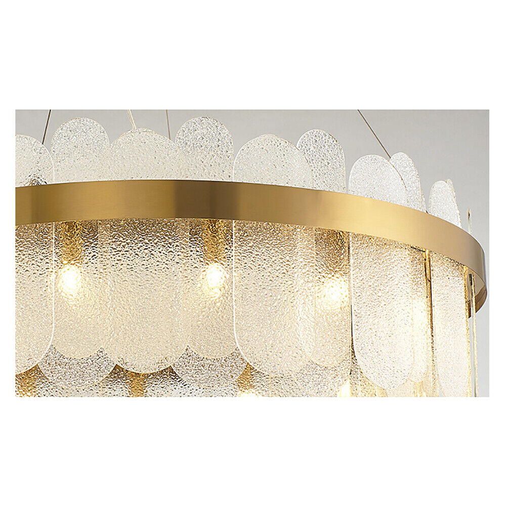 FETCOI Luxury LED Crystal Glass Pendant Lamp Luxury Chandelier Lighting Fixture Ceiling Light (9-Light)