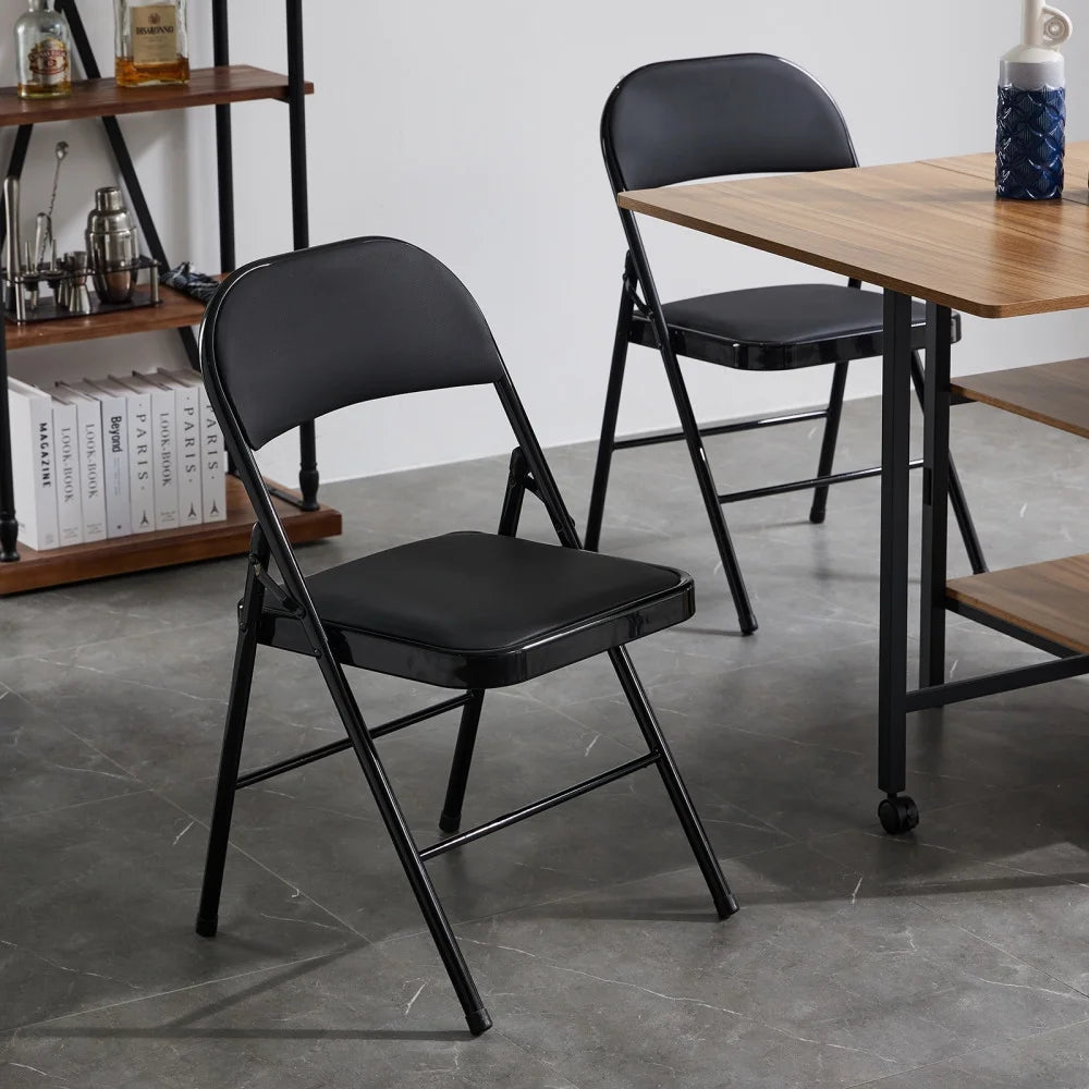 4 Pack Folding Chairs, Cushioned Padded Seat, Wedding Chairs with Metal Frame for Home, Office, Party Use, Light  Brown