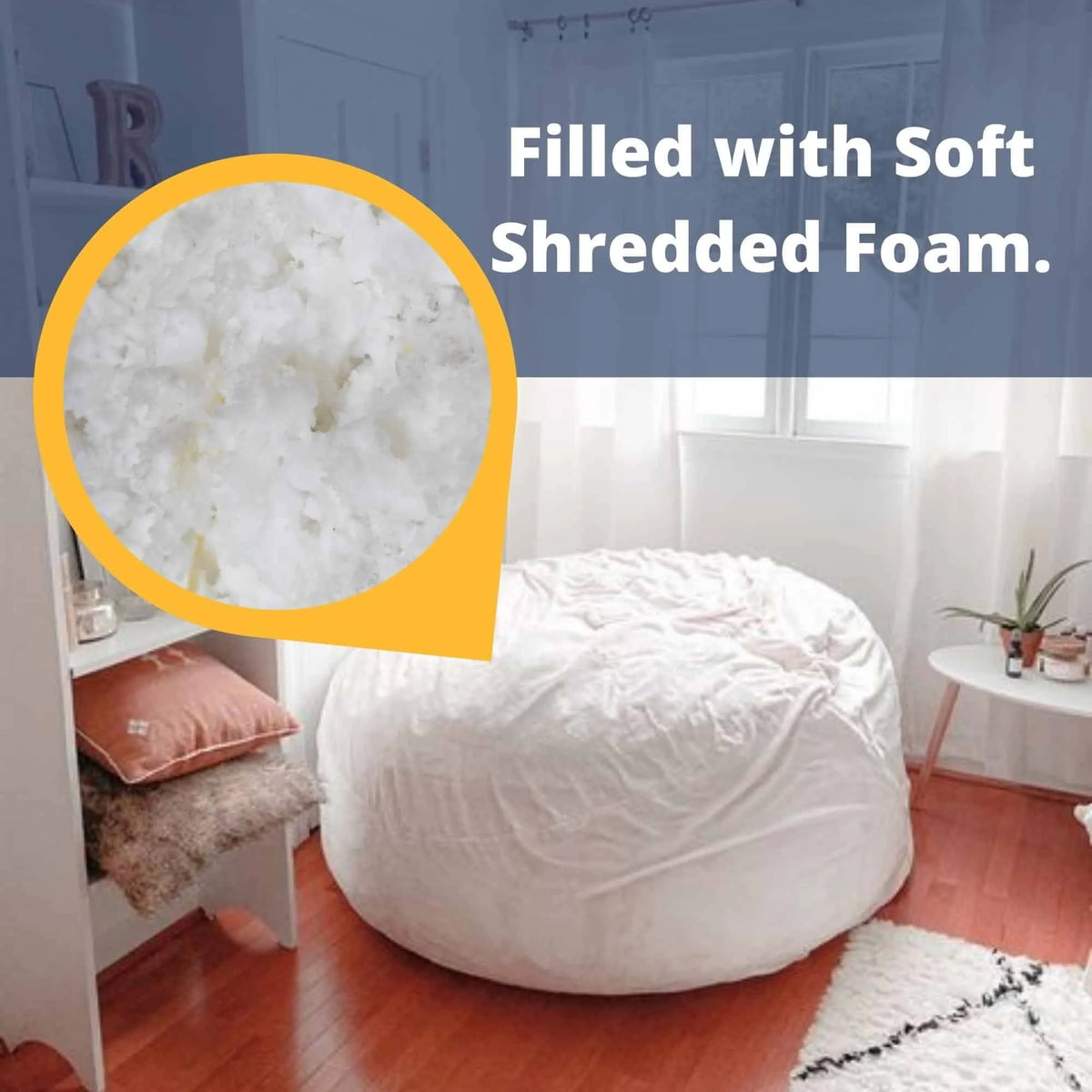 Ultimate Sack 5000 (5 ft.) Bean Bag Chair in multiple colors: Giant Foam-Filled Furniture - Machine Washable Covers, Double Stitched Seams, Durable Inner Liner. (5000, Grey Suede)