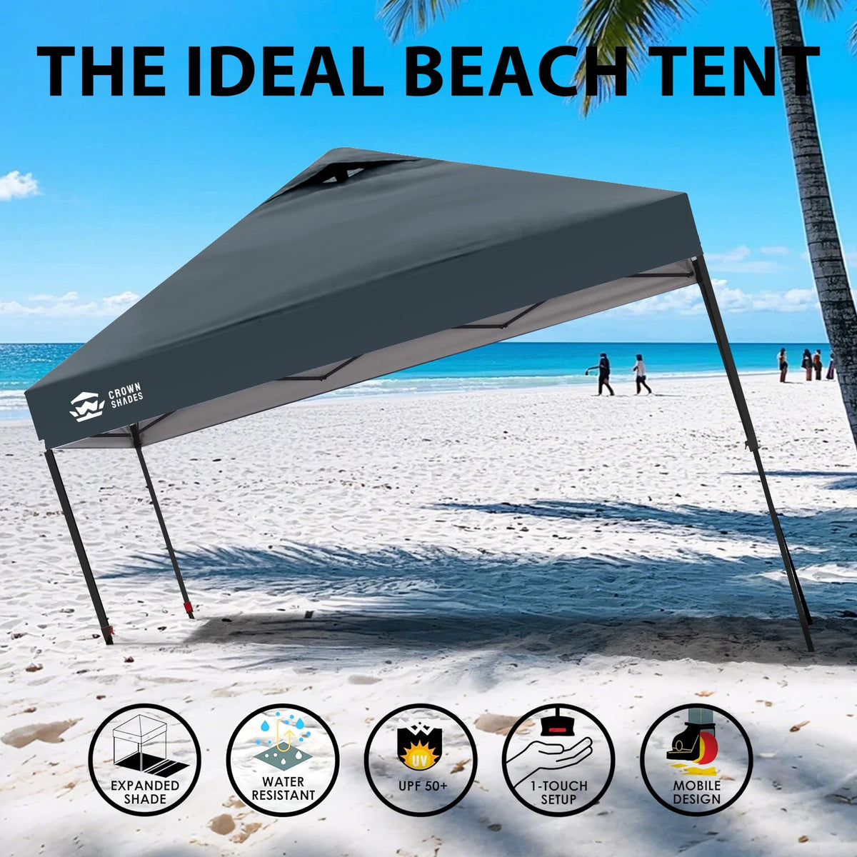 CROWN SHADES 8x8 Pop Up Canopy with One Push Setup Easy Outdoor Sun Shade for Events Parties Camping Forest Green