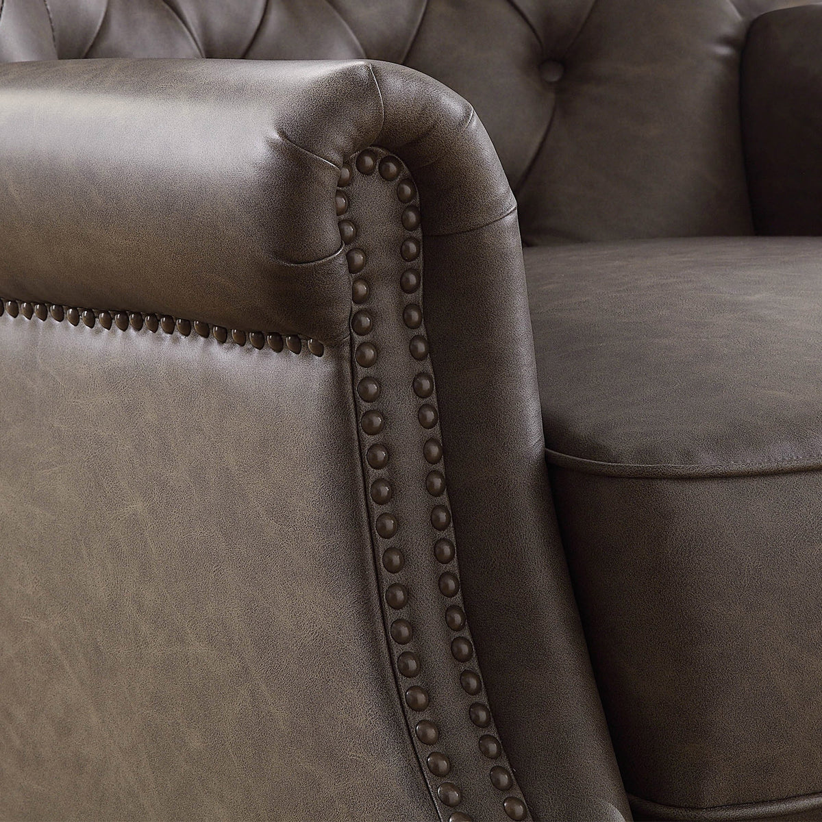 Better Homes & Garden Tufted Push Back Recliner, Brown Faux Leather Upholstery