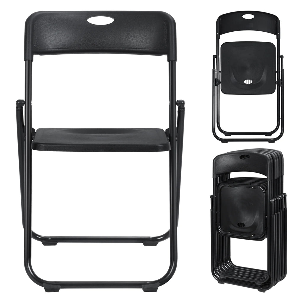Anvazise Folding Chair 6Pcs/Set Folding Chairs, Staff Backpack Computer Chair, Basics Foldable Plastic Chair, Outdoor Portable Activity Chair, Black (Black)