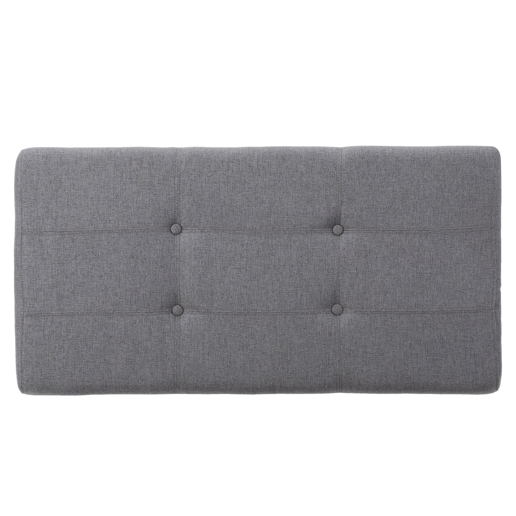 GDF Studio Valeno Mid Century Modern Fabric Tufted Storage Ottoman Bench, Light Gray and Light Brown