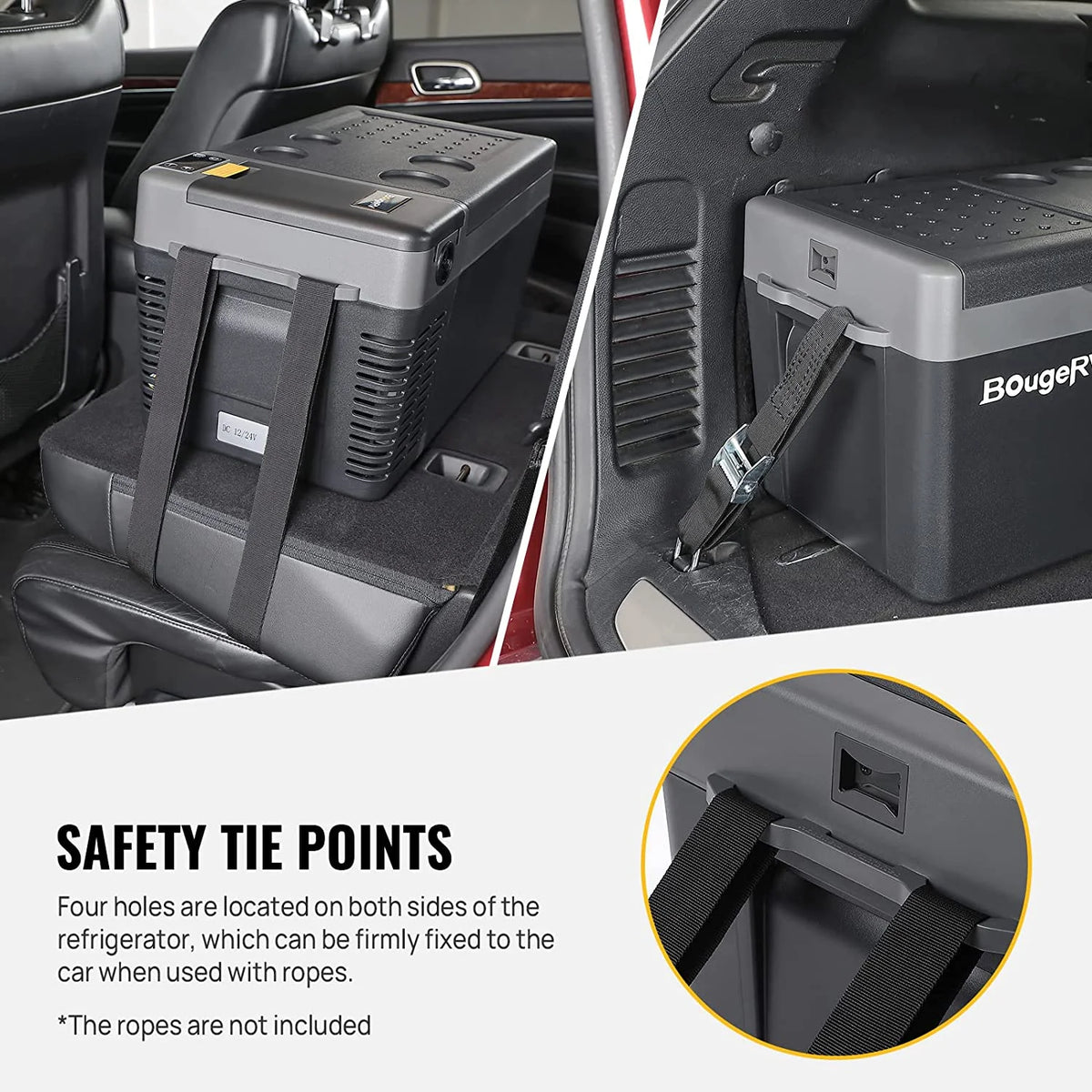 BougeRV Portable Car Refrigerator CRPRO 21 Qt, 12 Volt Fridge Compressor Freezer with -8℉~50℉ Cooling Range, 12V/24 DC & 110-240 AC for RV Truck Vehicle Boat Outdoor & Home Use Black