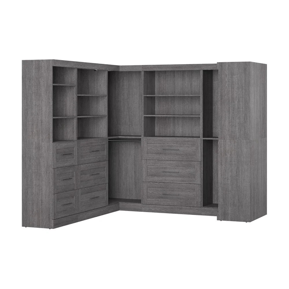 Bestar Pur 161W Walk-In Closet Organizer System in Bark Gray - Engineered Wood