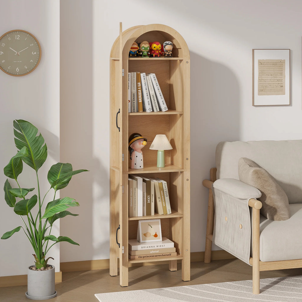 Fiogmub Tall Arched Storage Display Cabinet, Arched Pantry Cabinet with Doors, Acrylic Glass Doors