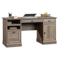 Bowery Hill Traditional Wood Executive Desk with File Drawer in Salt Oak