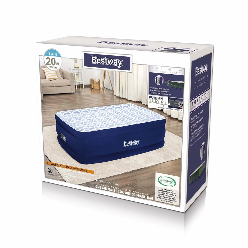 Fashion 20" Twin Air Mattress with Built-in Pump
