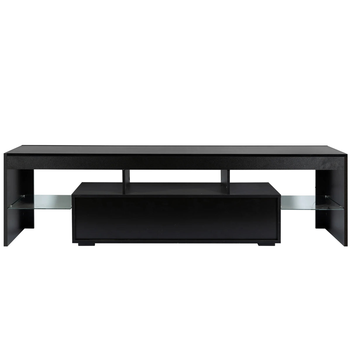 UHOMEPRO TV Stand for TV up to 70", Living Room Entertainment Center with RGB LED Lights and Storage Shelves Furniture, White High Gloss TV Cabinet Console Table