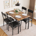 Zzistar 5 Piece Dining Table and Chairs Set, Wood Rectangular Dining Table with 4 Upholstered Chairs