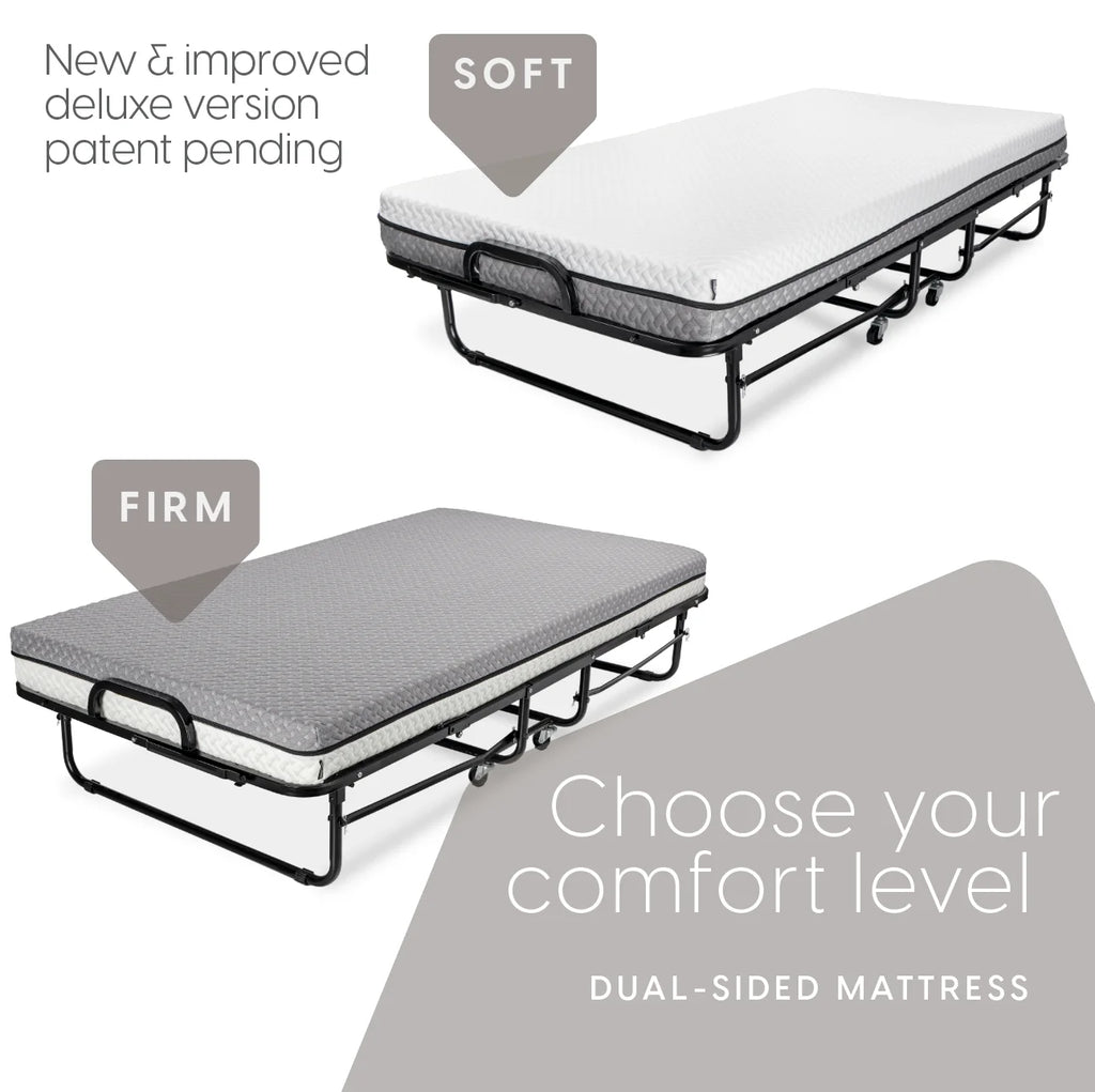Milliard Diplomat Adjustable Size Modern Folding Bed with Memory Foam Mattress