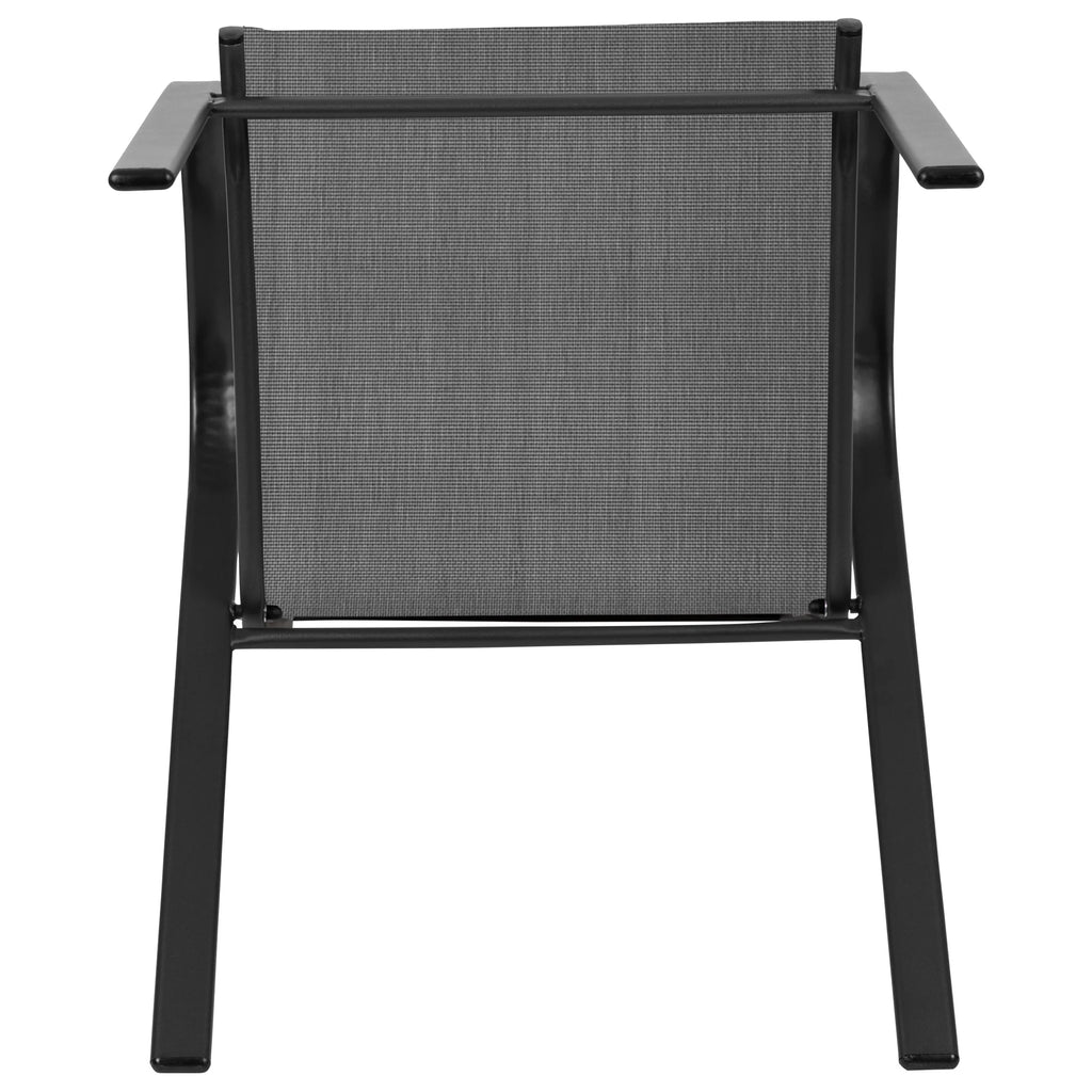 Flash Furniture Flash Furniture Brazos Series Outdoor Stackable Patio Chairs for Adults, Set of 4, Black