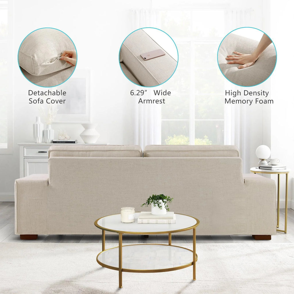 88.58" Modern loveseat Sofas Living Room,Couches Love Seat with Wood Frame for Bedroom, Office, Apartment, Dorm, Studio /Easy, Tool-Free Assembly（Beige）
