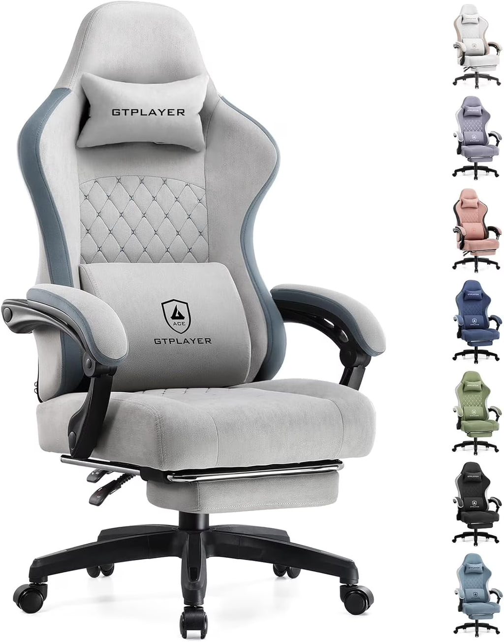 GTPLAYER Ergonomic High Back Pocket Spring Cushion Gaming Chair with Footrest & Linkage Armrests, Black