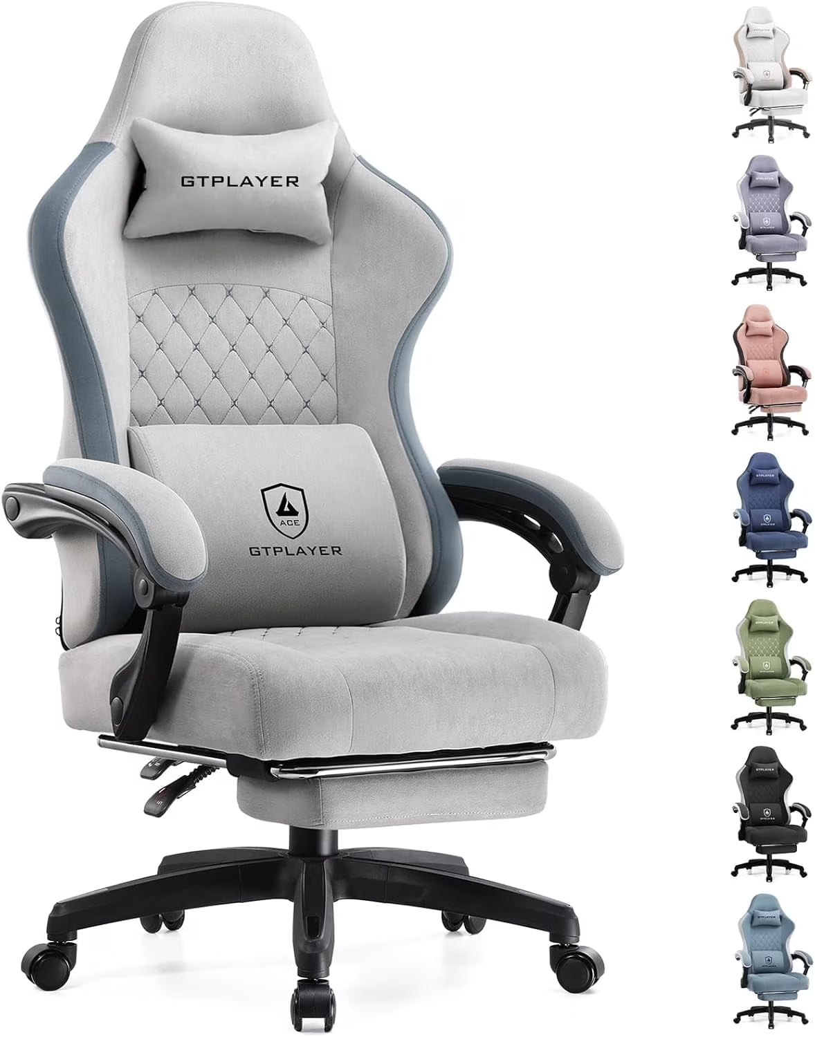GTPLAYER Ergonomic High Back Pocket Spring Cushion Gaming Chair with Footrest & Linkage Armrests, Black