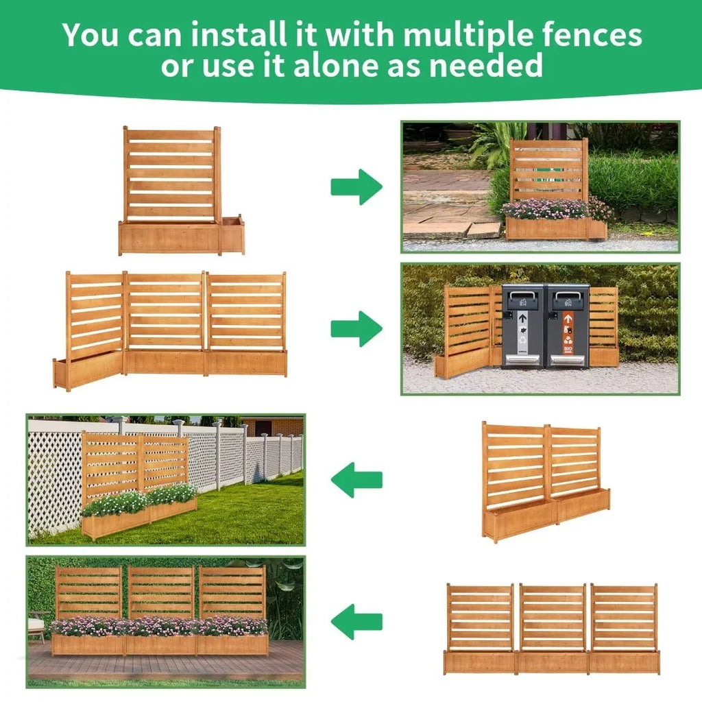 "NAIZEA Air Conditioner Fence, Pool Equipment Enclosure, Trash Can Enclosure, Metal Stake Wood Fence Panel 38"" W x 60"" H"