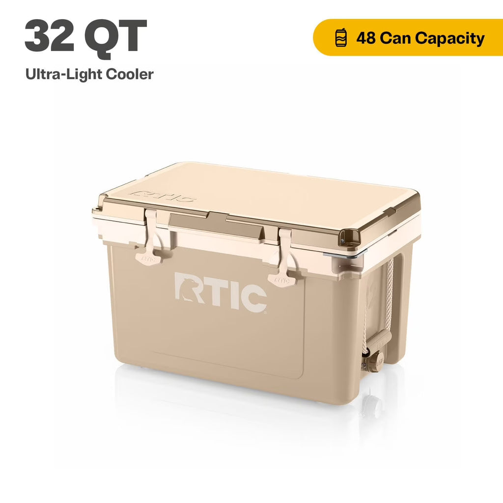 RTIC 32 QT Ultra-Light Hard-Sided Ice Chest Cooler, Fits 48 Cans, Dark Grey & Cool Grey