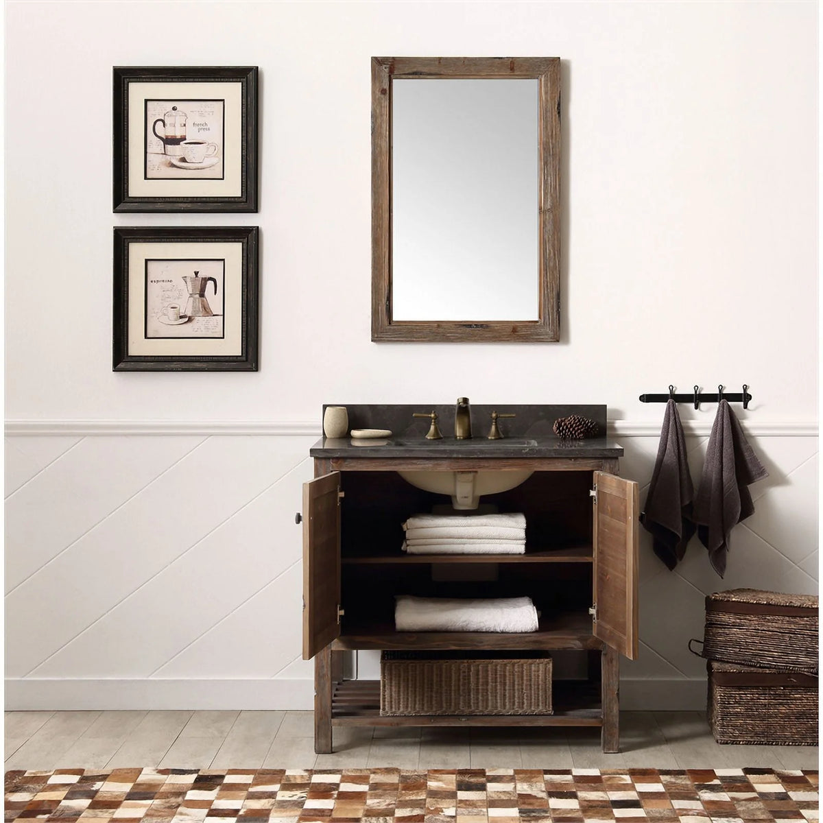 Legion Furniture 36" Fir Wood Sink Vanity with Moon Stone Top in Brown