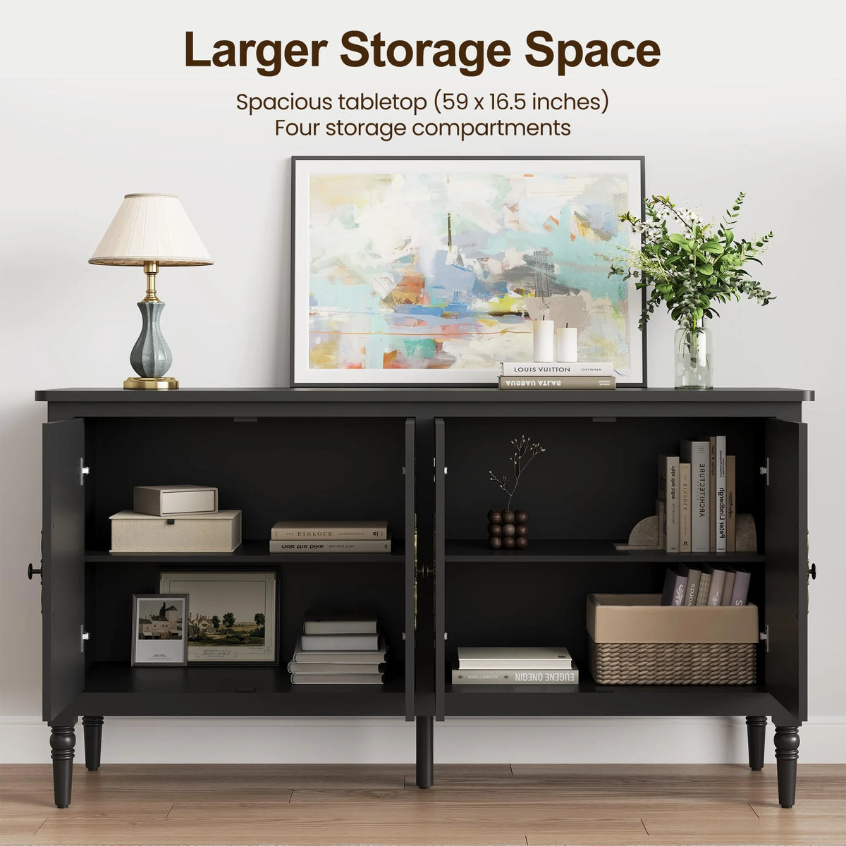 CozyHome Mid Century Modern Sideboard Buffet Cabinet with Storage, 58'' Console Cabinet, Green