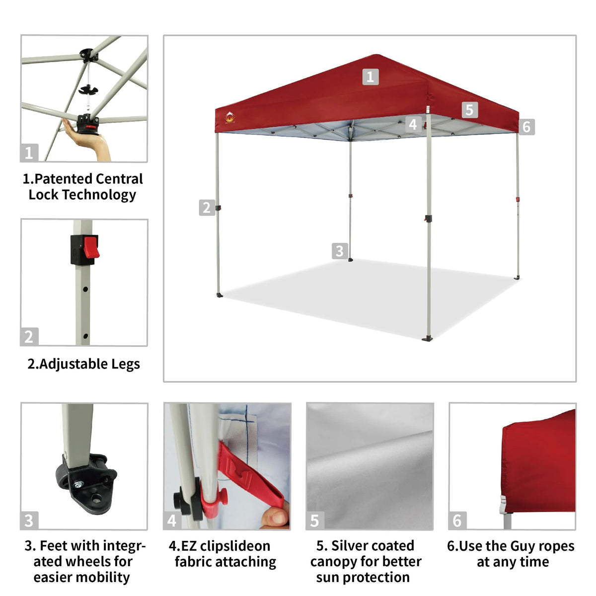 CROWN SHADES 8x8 Pop Up Canopy with One Push Setup Easy Outdoor Sun Shade for Events Parties Camping Forest Green