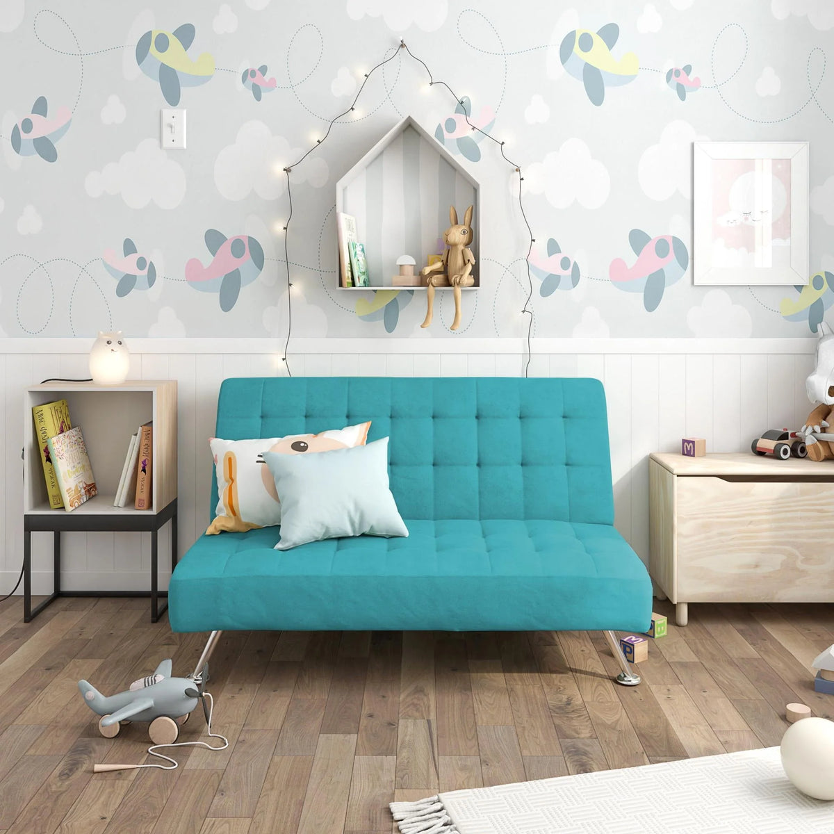 DHP Milo Kids Sofa Futon, Teal