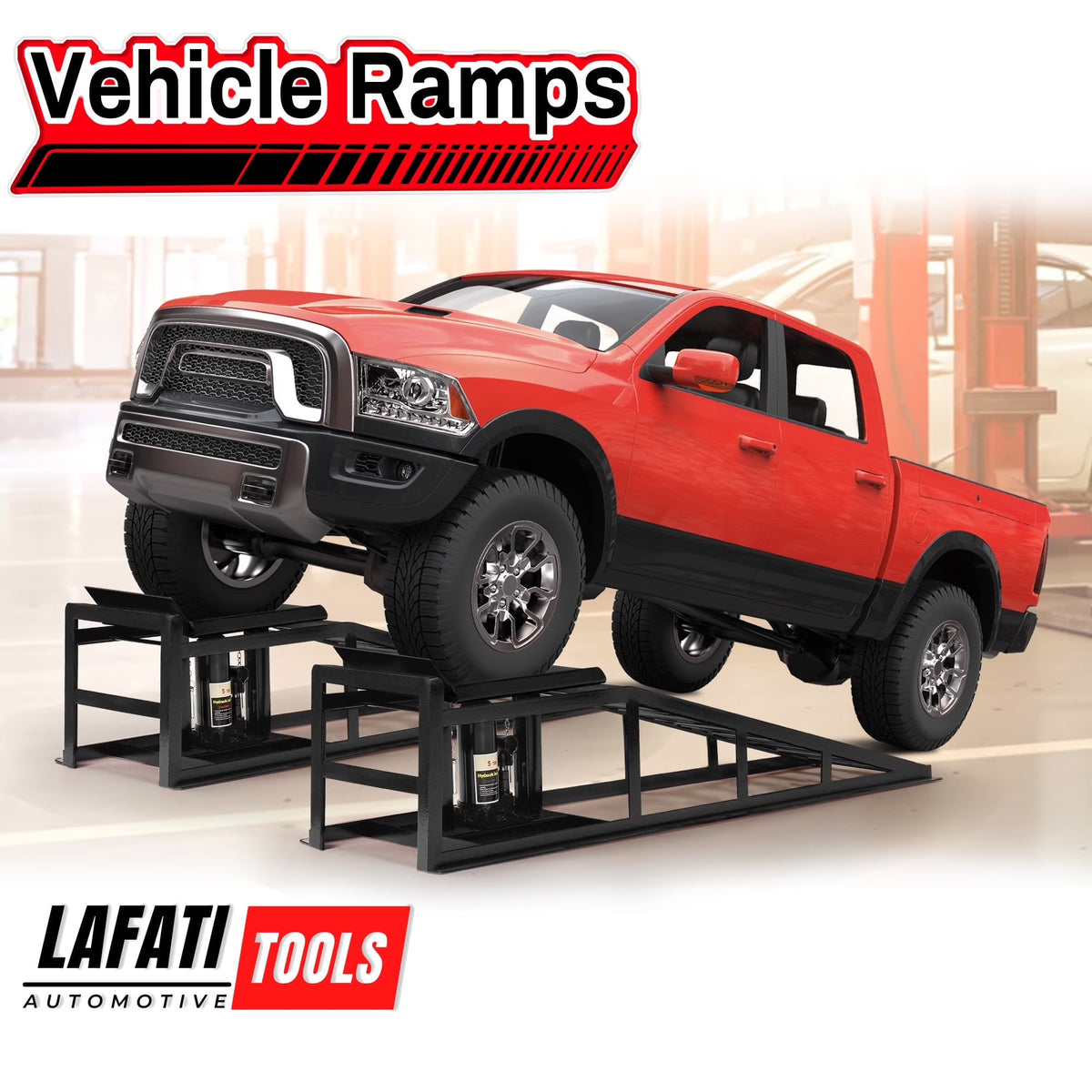 Lafati 2-Pack Hydraulic Car Ramps: Heavy-Duty Vehicle Ramps with 5T / 10000lbs Jack Load Capacity, Portable Design for Effortless Oil Changes and Car Lifts