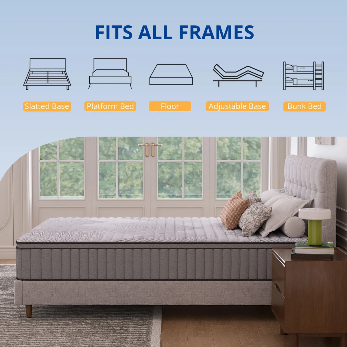 EGOHOME 14 inch King Size Hybrid Mattress In a Box, Cooling Gel Infused Memory Foam, Pocket Spring