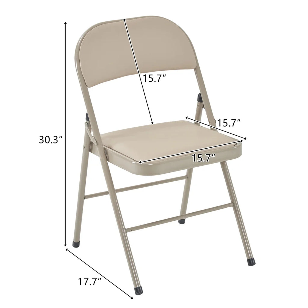 4 Pack Folding Chairs, Cushioned Padded Seat, Wedding Chairs with Metal Frame for Home, Office, Party Use, Light  Brown