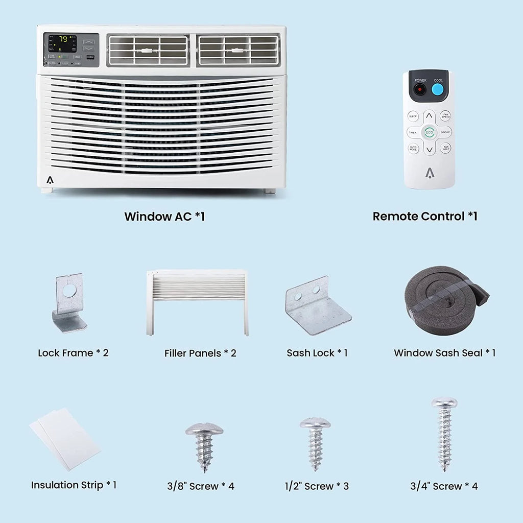12000btu Window Air Conditioner With Wi-fi Enabled, Remote Control, Cooling Up To 550sq.ft, 115v Wall Mounted Window Ac Units For Rooms, Dehumidifier, Fan, Reusable Filter