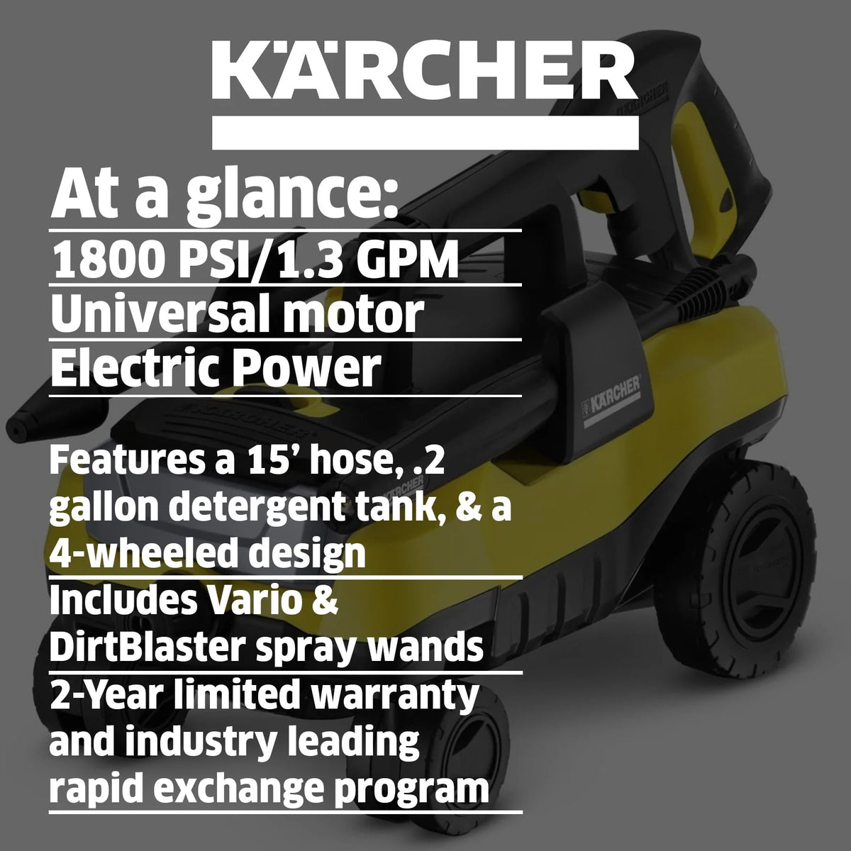 Kärcher K3 Follow Me Electric Pressure Washer 2100 Max PSI 1.3 GPM �?Vario & DirtBlaster Wand - New