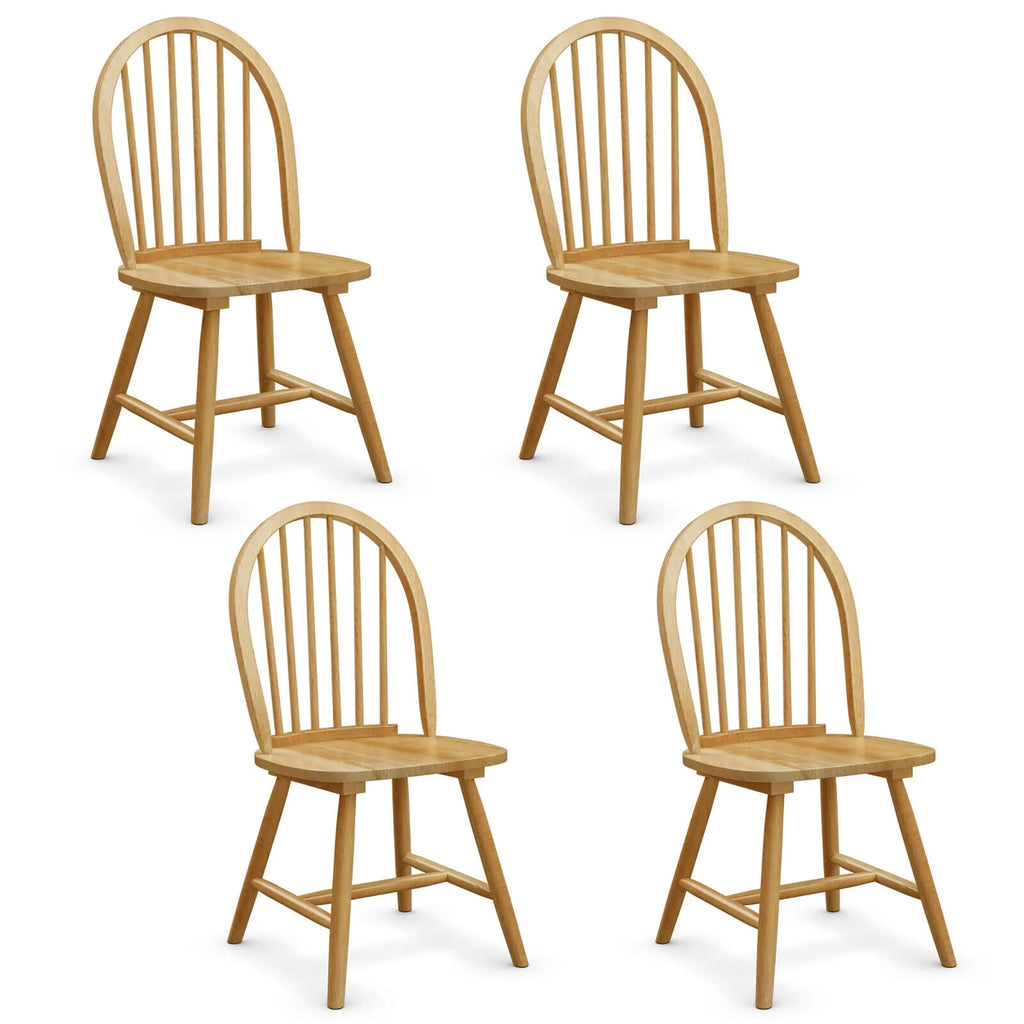 Gymax 5 PCS Wooden Dining Table Set 48'' Rectangular Kitchen Table & 4 Windsor Chairs
