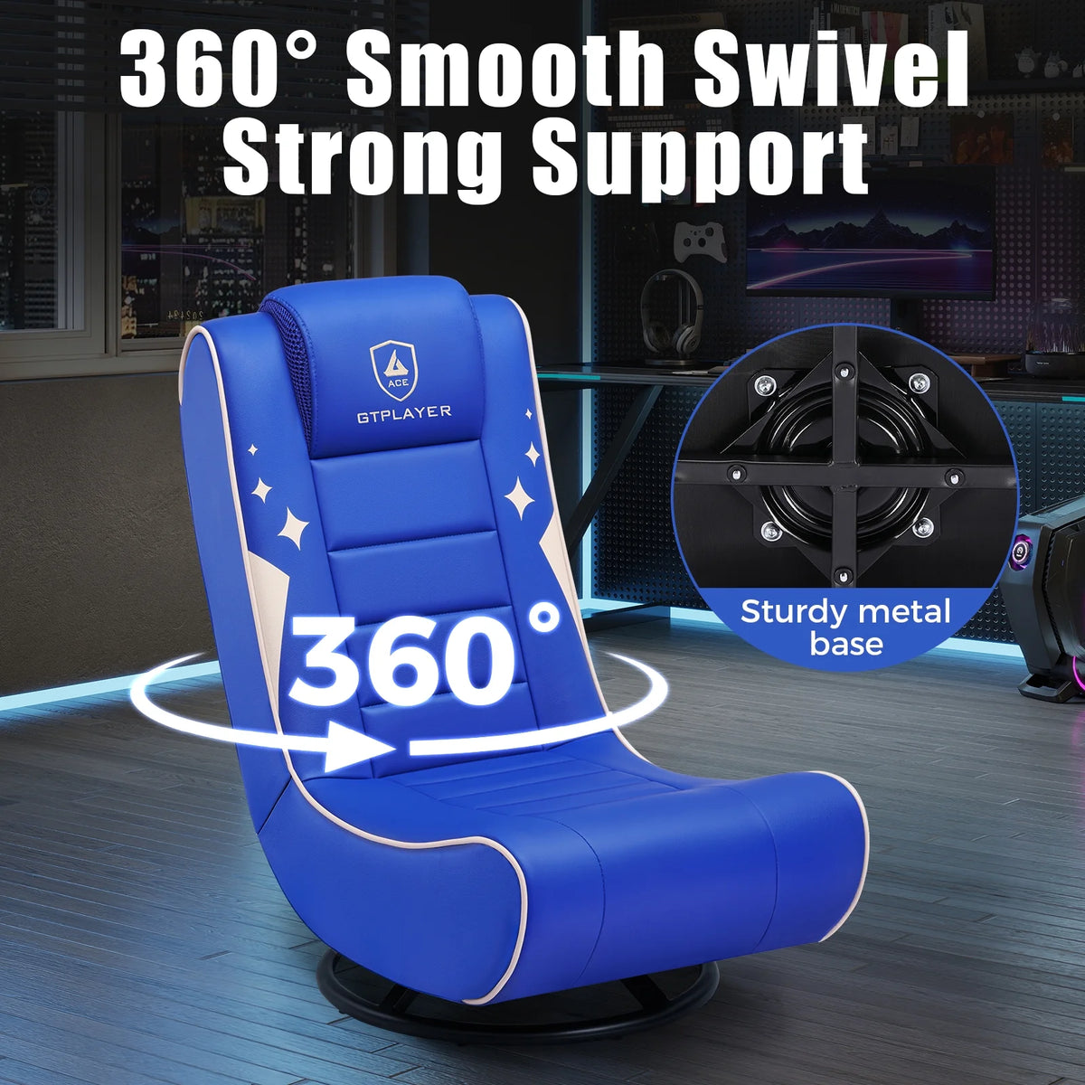 GTPLAYER Swivel Floor Gaming Chairs with Foldable Backrest for Teens,, Red