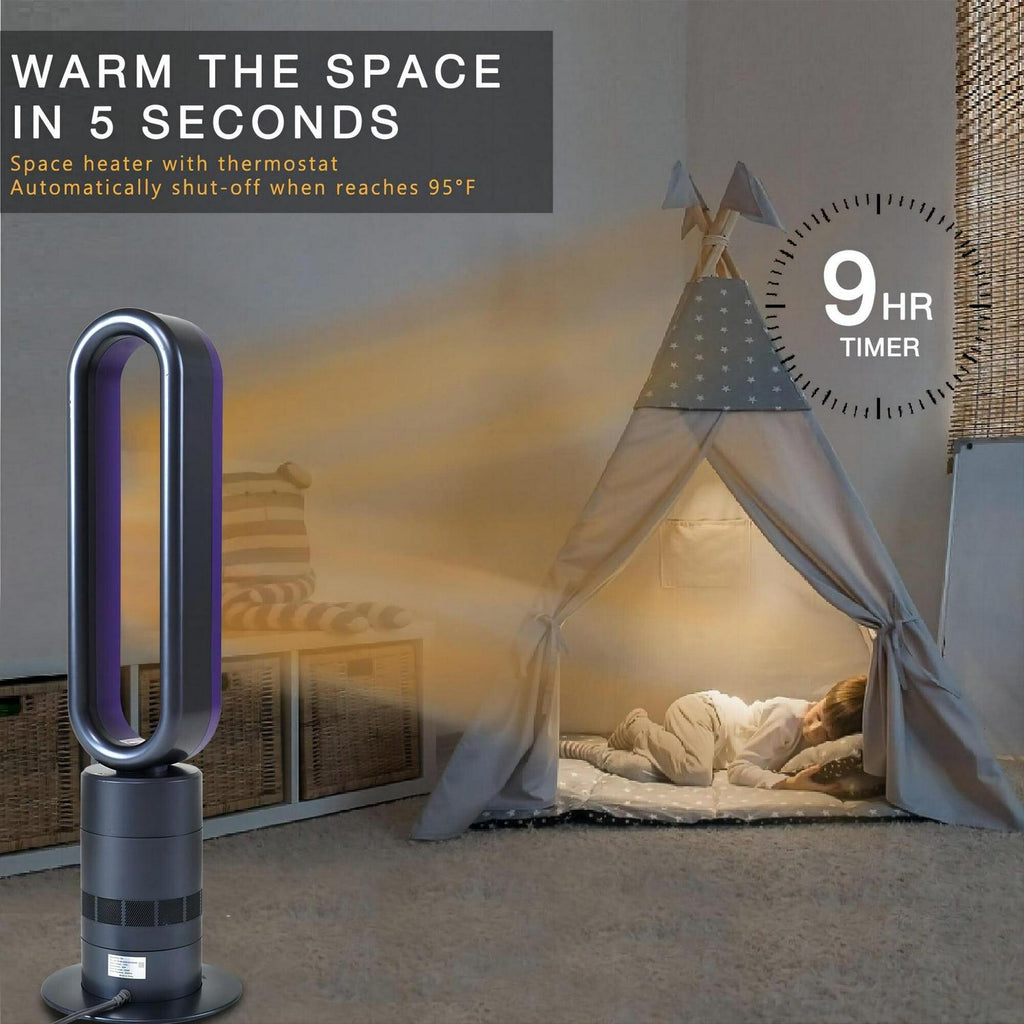 32 inch Bladeless Tower Fan. 9h Timer 10 Speeds With Remote Control. Air Circulator Fan For Home Air Conditioner