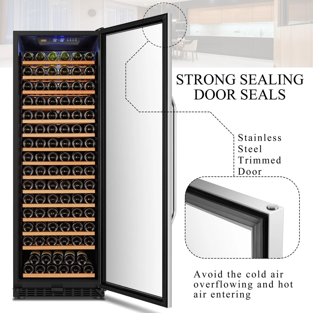 Lanbo 165 Bottle Built-in Black Single Zone Wine Cooler 24 inch Width