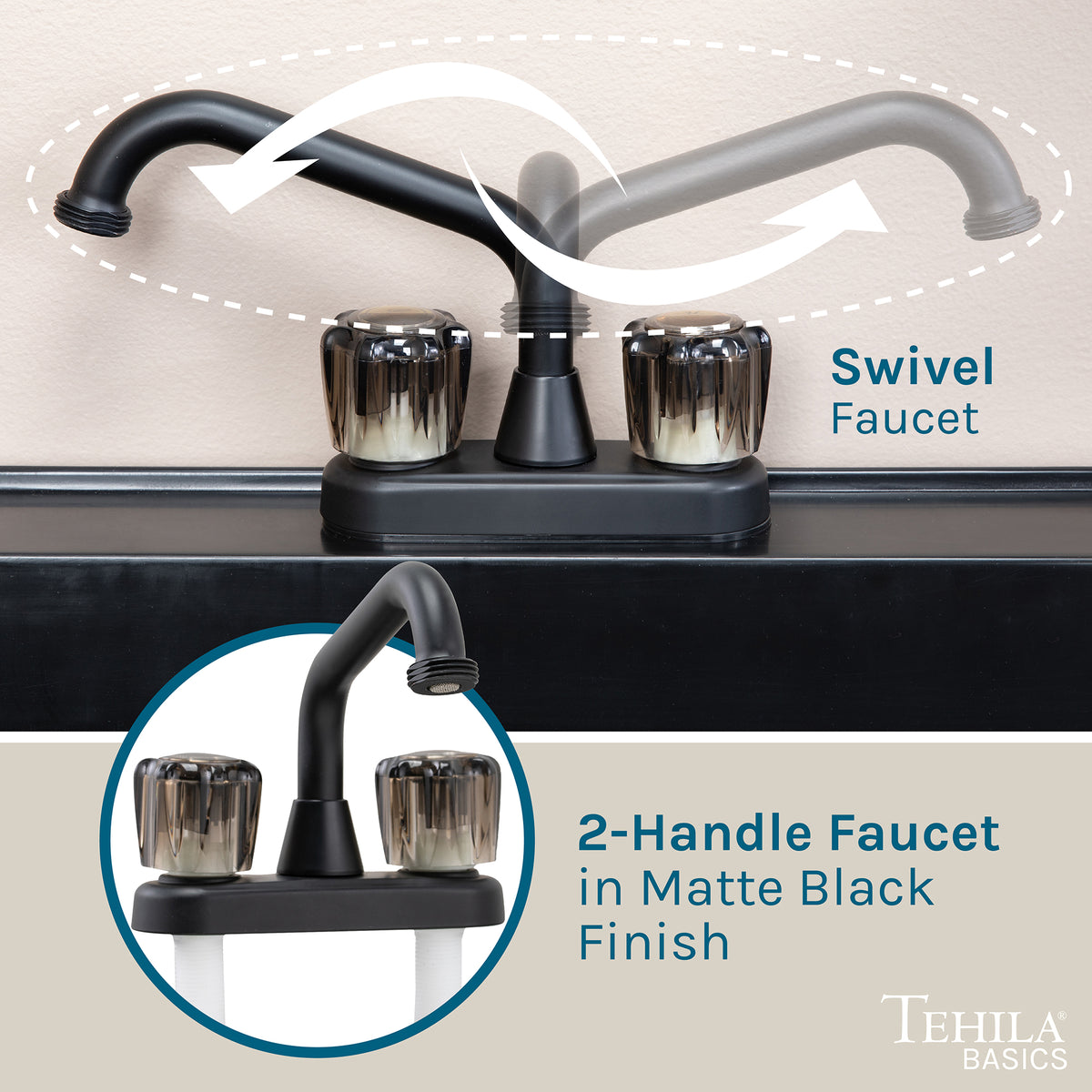 Tehila Freestanding Black Utility Sink with Black Faucet for Laundry Room