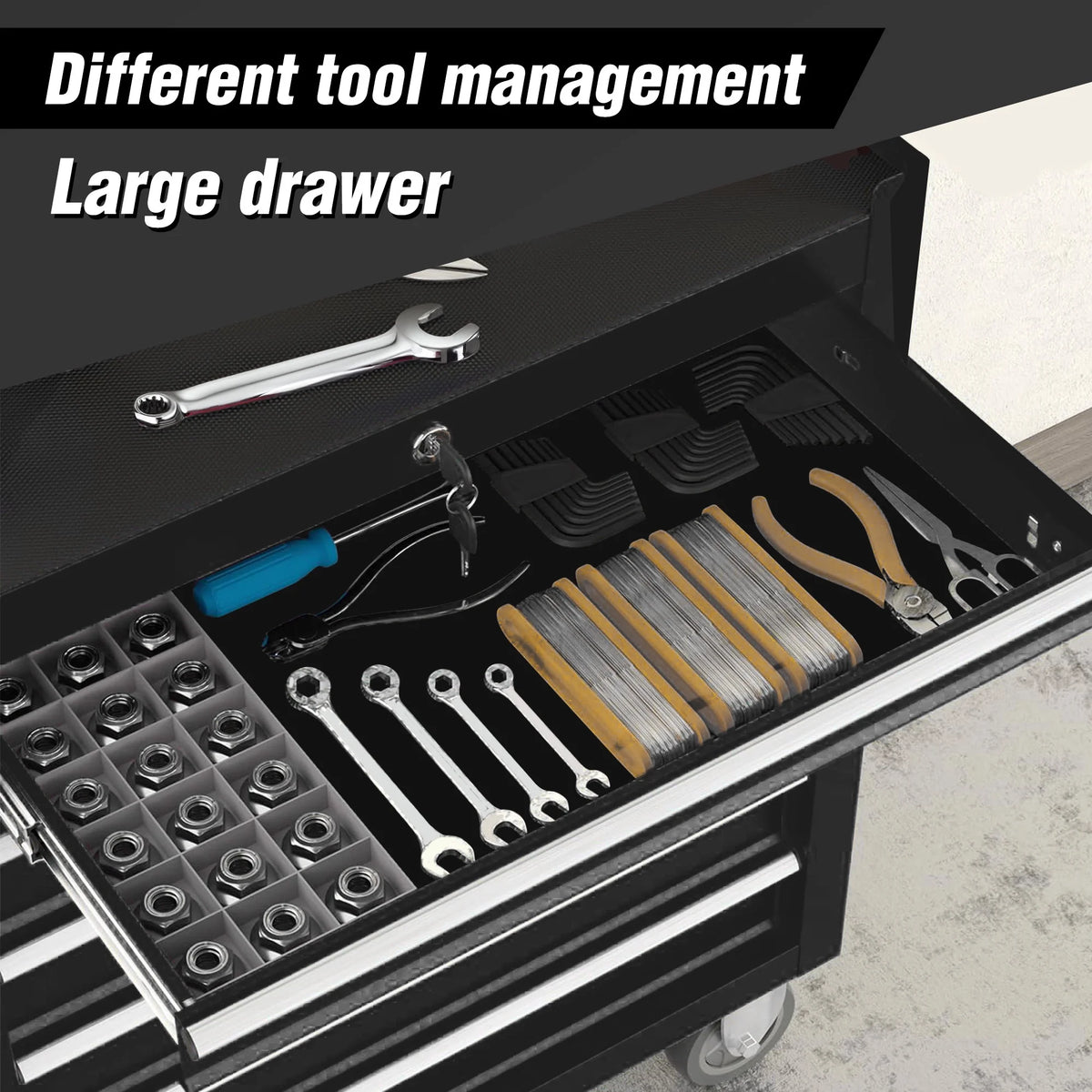 Seizeen Rolling Tool Chest on Wheels, Metal Tool Cart Toolbox Storage Cabinet Organizer W/ 7 Drawers, Red
