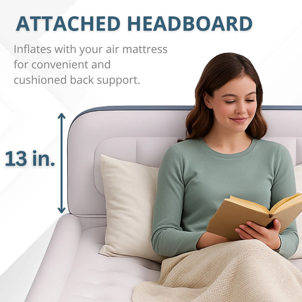 Beautyrest Headboard Luxarest 24" Queen Size Raised Air Mattress with Built-in Pump