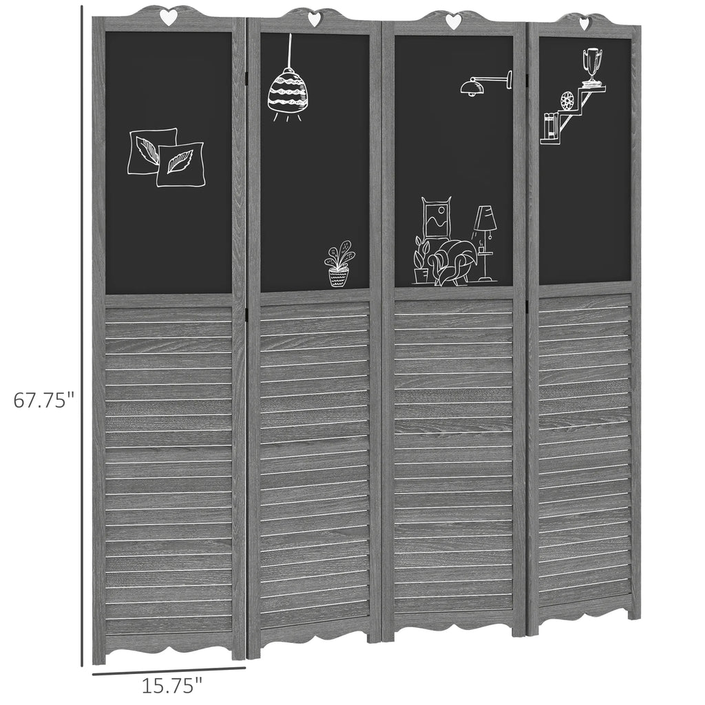 HOMCOM 5.5' 4 Panel Room Divider, Indoor Privacy Screens for Home, Brown