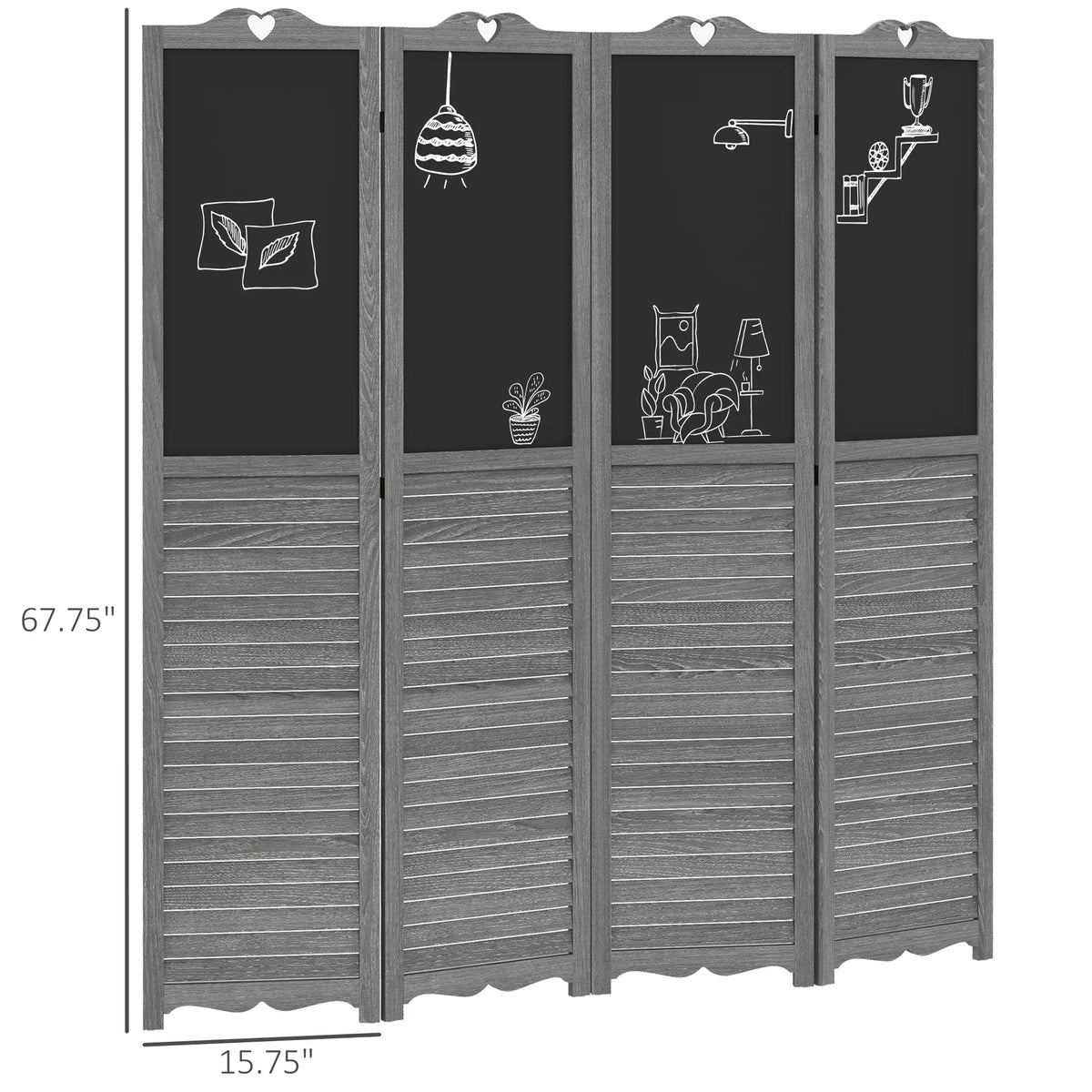 HOMCOM 5.5' 4 Panel Room Divider, Indoor Privacy Screens for Home, Brown