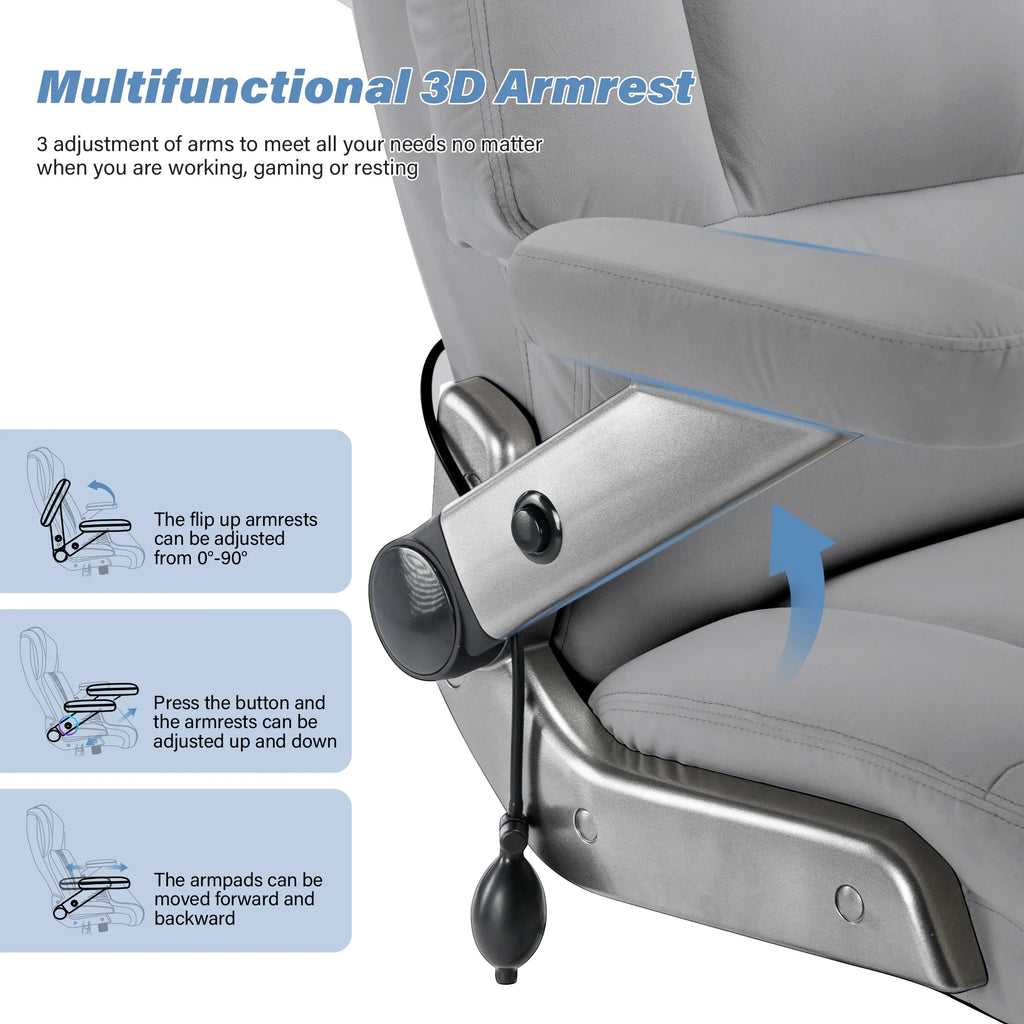 Big and Tall 700lbs Office Chair, Ultra-Soft Fabric Executive Desk Chair, Ergonomic Computer Chair with 3D Flip Up Arms, Adjustable Lumbar Support, Heavy Duty Metal Base and Quiet Rubber Wheel, Black