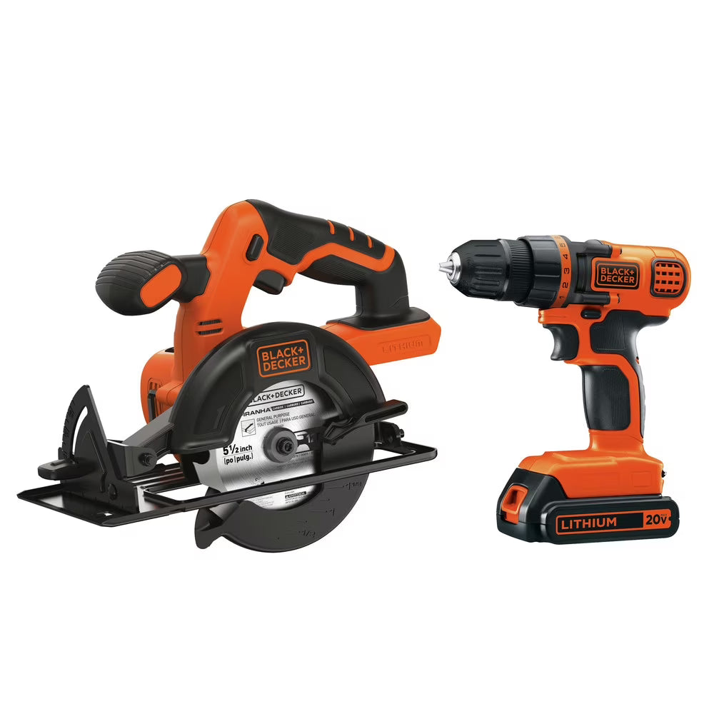 BLACK+DECKER 20-Volt MAX* Lithium-Ion Drill-Driver + Circular Saw Combo Kit, BD2KITCDDCS