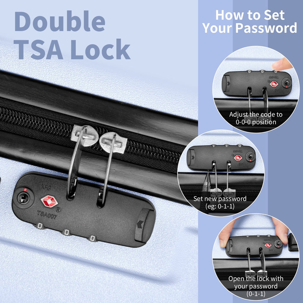 Zimtown 3 Piece Nested Spinner Suitcase Luggage Set With TSA Lock Royal Blue