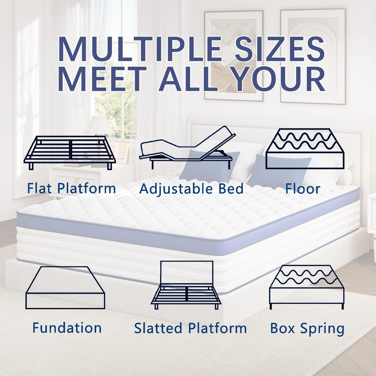 Twin Mattress, PAPROOS 12" Hybrid Memory Foam Mattress in a Box, Cool Individual Pocket Spring Twin Size Mattress with Breathable Knitted Fabric, Edge Support, Medium Firm Mattress, Blue