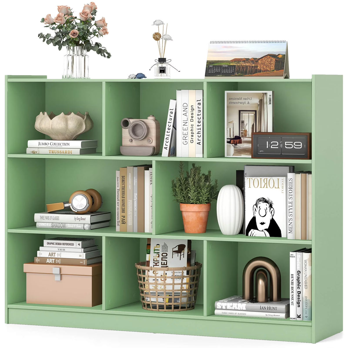 Costway 3-tier Open Bookcase 8-Cube Floor Standing Storage Shelves Display Cabinet White