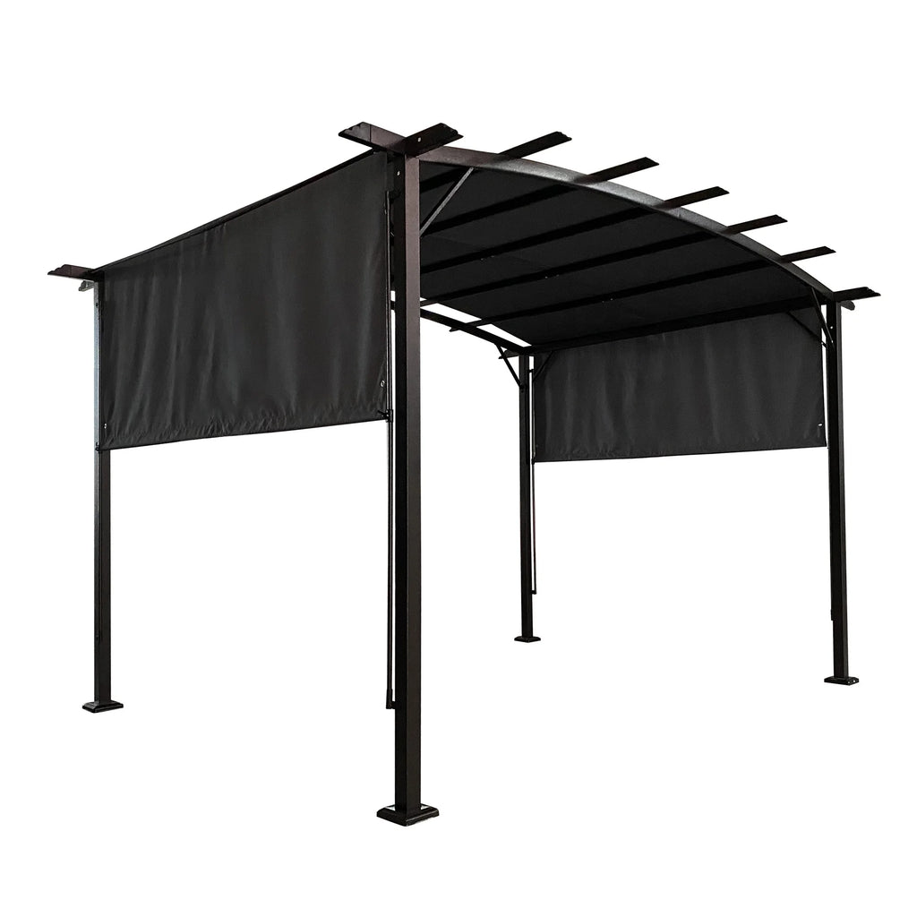 12 x 9 Ft Outdoor Gazebo with Retractable Shade Canopy, Weather Resistant Backyard Gazebo, Patio Outside Gazebo with Sturdy Construction, Metal Gazebo with Rust-Resistant Finish for Garden, Gray