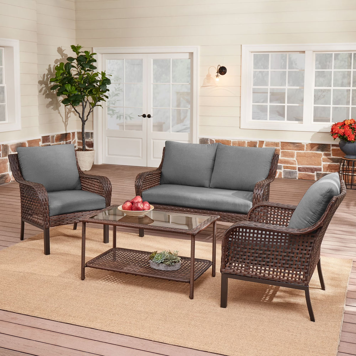 Mainstays Tuscany Ridge 4-Piece Conversation Set, Red